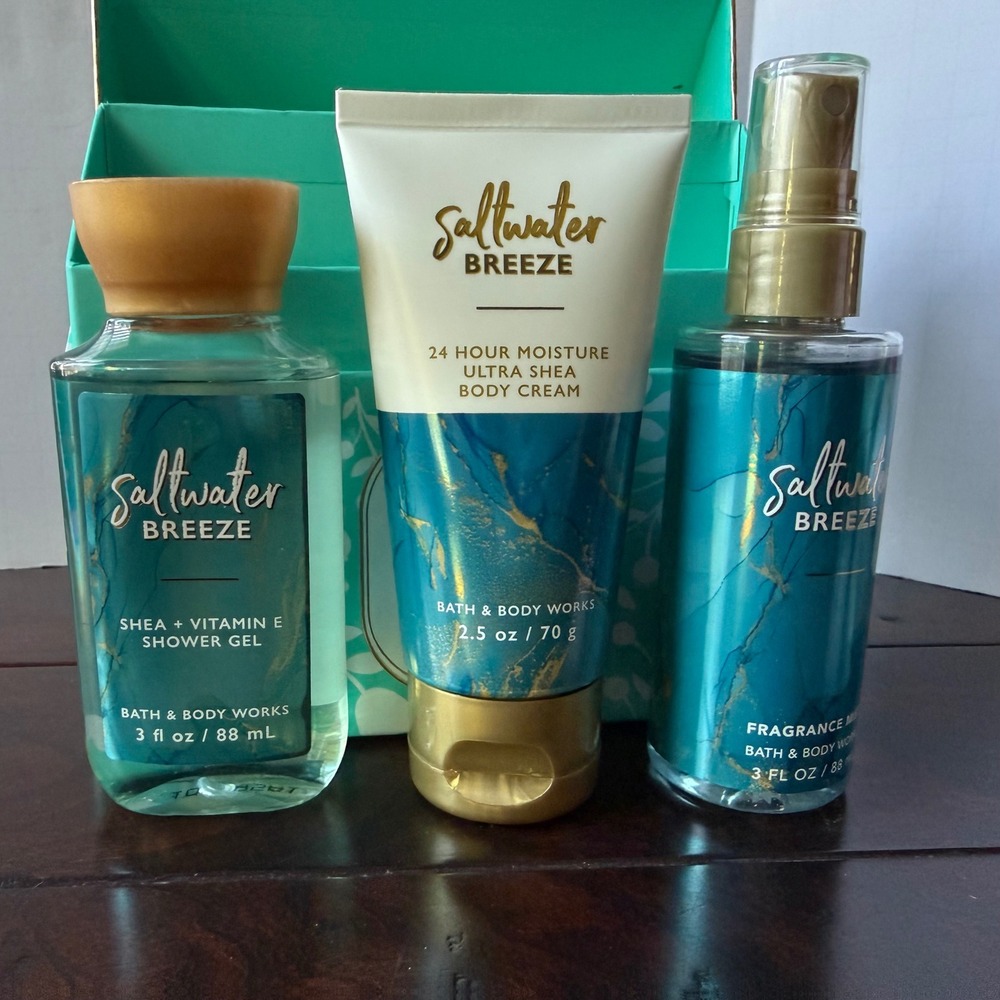 Bath & Body Works Saltwater Breeze Travel Gift Set 3 Piece Boxed New Gift